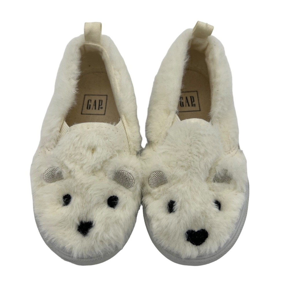 GAP Kids' Cream Plush Bear Slip-On Shoes
